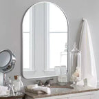 Dovelina Specchio da Parete Decorativo Rettangolare Semplice Moderno con Parte Superiore Arrotondata