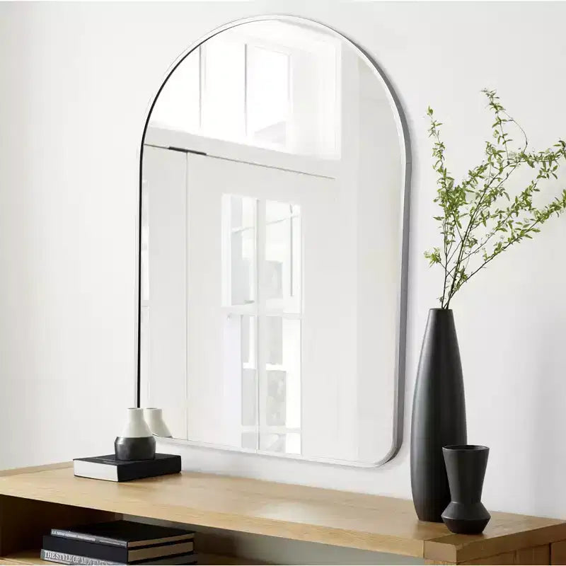 Dovelina Specchio da Parete Decorativo Rettangolare Semplice Moderno con Parte Superiore Arrotondata