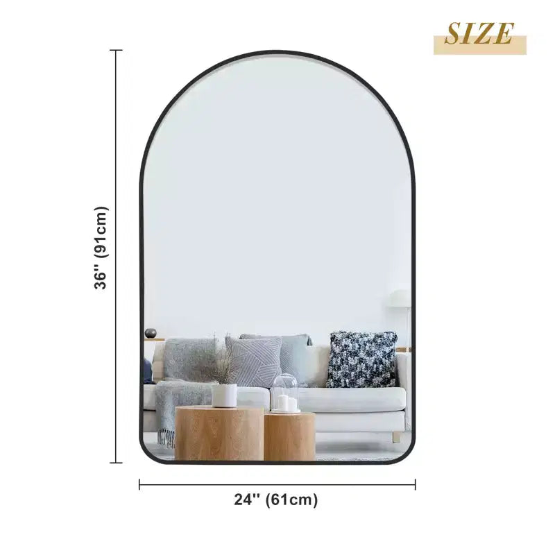 Dovelina Specchio da Parete Decorativo Rettangolare Semplice Moderno con Parte Superiore Arrotondata
