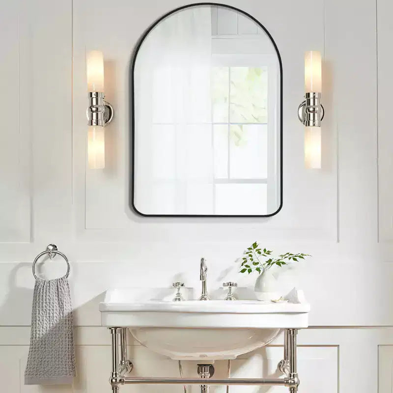 Dovelina Specchio da Parete Decorativo Rettangolare Semplice Moderno con Parte Superiore Arrotondata