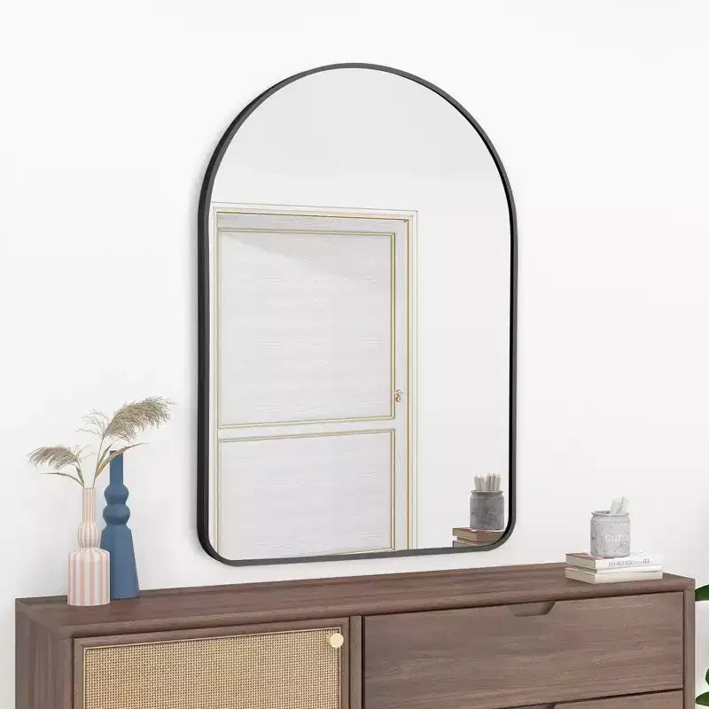 Dovelina Specchio da Parete Decorativo Rettangolare Semplice Moderno con Parte Superiore Arrotondata
