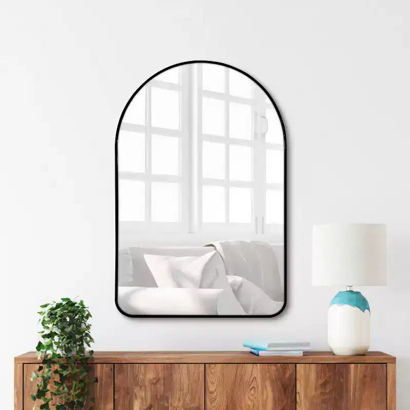 Dovelina Specchio da Parete Decorativo Rettangolare Semplice Moderno con Parte Superiore Arrotondata