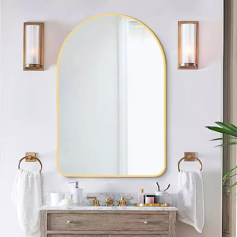 Dovelina Specchio da Parete Decorativo Rettangolare Semplice Moderno con Parte Superiore Arrotondata