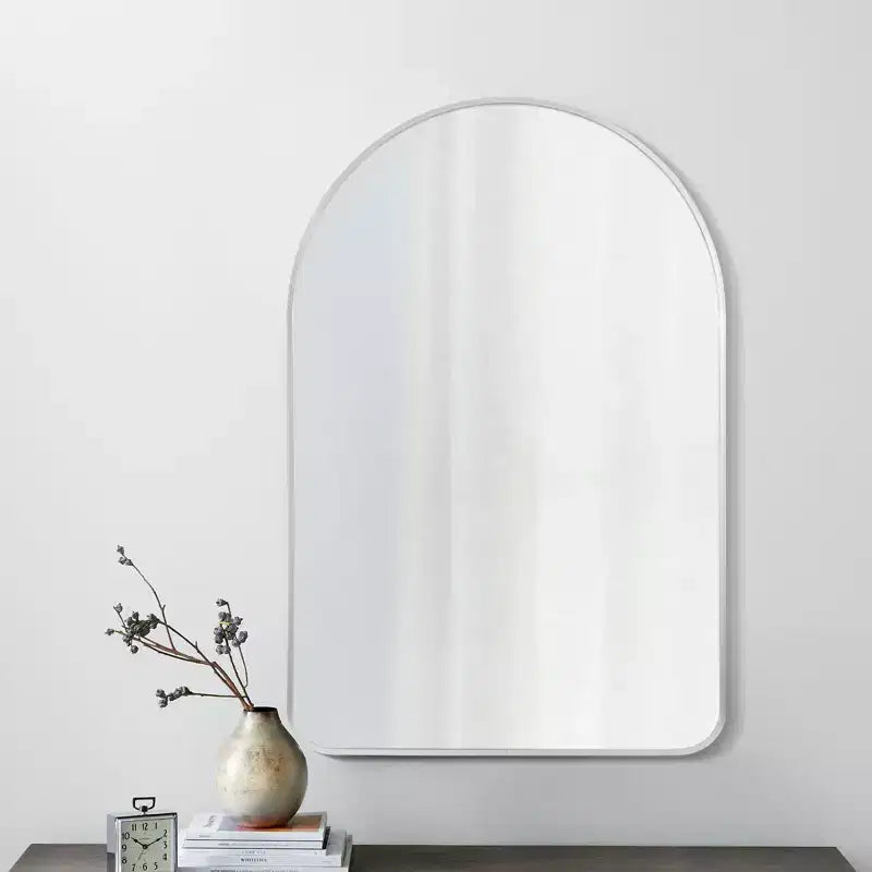 Dovelina Specchio da Parete Decorativo Rettangolare Semplice Moderno con Parte Superiore Arrotondata