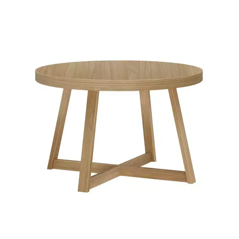 Tavolo da pranzo rotondo Plank+Beam, Tavolo da cucina in legno massello da 120 cm, Tavolo da fattoria per 4 persone