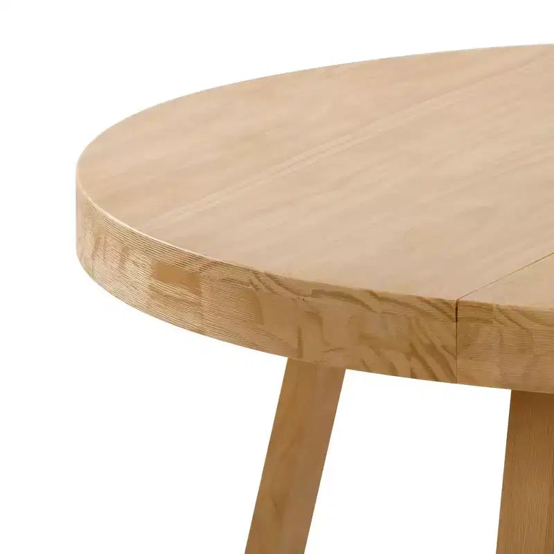 Tavolo da pranzo rotondo Plank+Beam, Tavolo da cucina in legno massello da 120 cm, Tavolo da fattoria per 4 persone