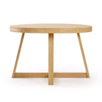Tavolo da pranzo rotondo Plank+Beam, Tavolo da cucina in legno massello da 120 cm, Tavolo da fattoria per 4 persone