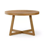 Tavolo da pranzo rotondo Plank+Beam, Tavolo da cucina in legno massello da 120 cm, Tavolo da fattoria per 4 persone