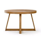 Tavolo da pranzo rotondo Plank+Beam, Tavolo da cucina in legno massello da 120 cm, Tavolo da fattoria per 4 persone