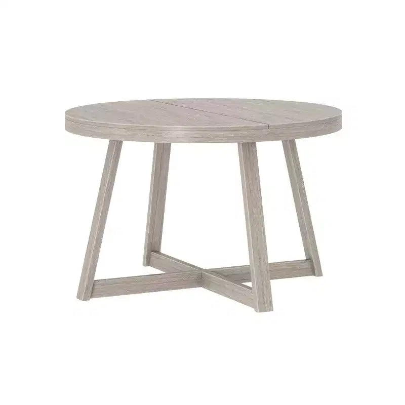 Tavolo da pranzo rotondo Plank+Beam, Tavolo da cucina in legno massello da 120 cm, Tavolo da fattoria per 4 persone