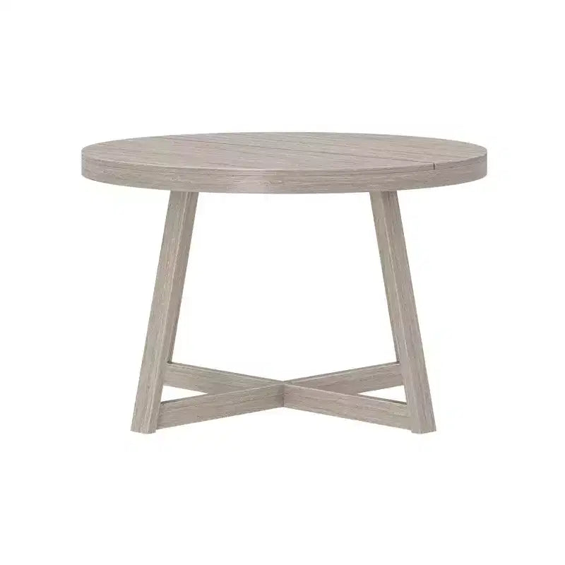 Tavolo da pranzo rotondo Plank+Beam, Tavolo da cucina in legno massello da 120 cm, Tavolo da fattoria per 4 persone