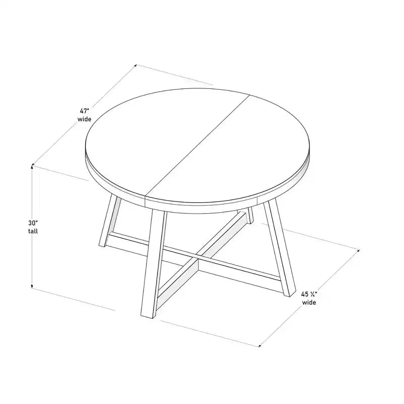 Tavolo da pranzo rotondo Plank+Beam, Tavolo da cucina in legno massello da 120 cm, Tavolo da fattoria per 4 persone