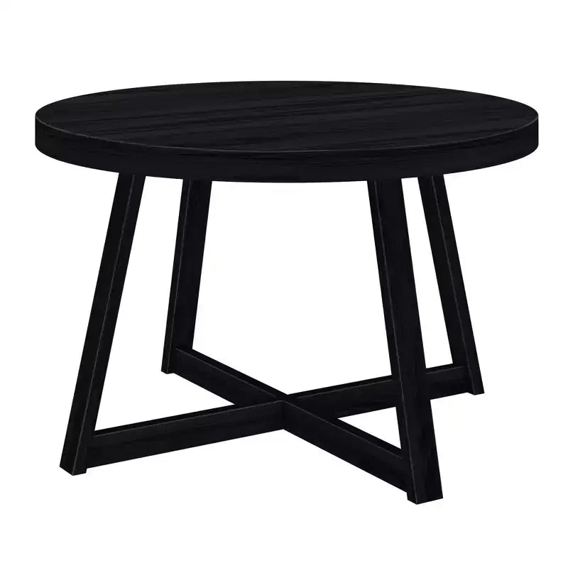 Tavolo da pranzo rotondo Plank+Beam, Tavolo da cucina in legno massello da 120 cm, Tavolo da fattoria per 4 persone