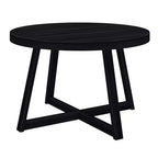 Tavolo da pranzo rotondo Plank+Beam, Tavolo da cucina in legno massello da 120 cm, Tavolo da fattoria per 4 persone