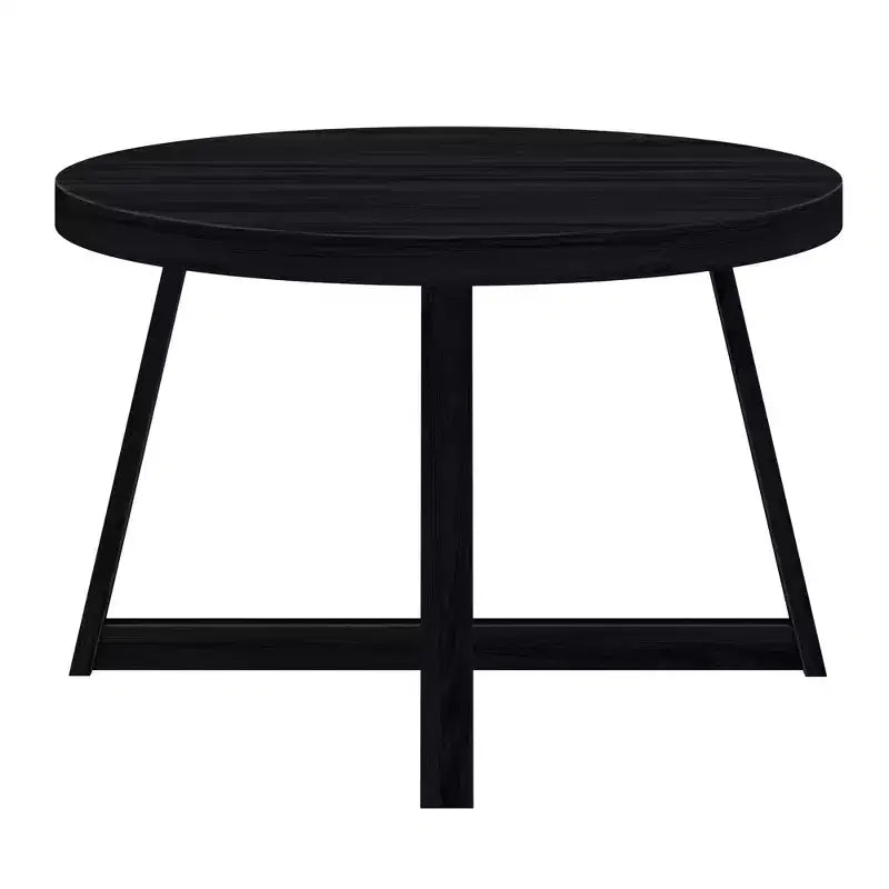 Tavolo da pranzo rotondo Plank+Beam, Tavolo da cucina in legno massello da 120 cm, Tavolo da fattoria per 4 persone