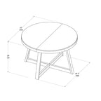 Tavolo da pranzo rotondo Plank+Beam, Tavolo da cucina in legno massello da 120 cm, Tavolo da fattoria per 4 persone