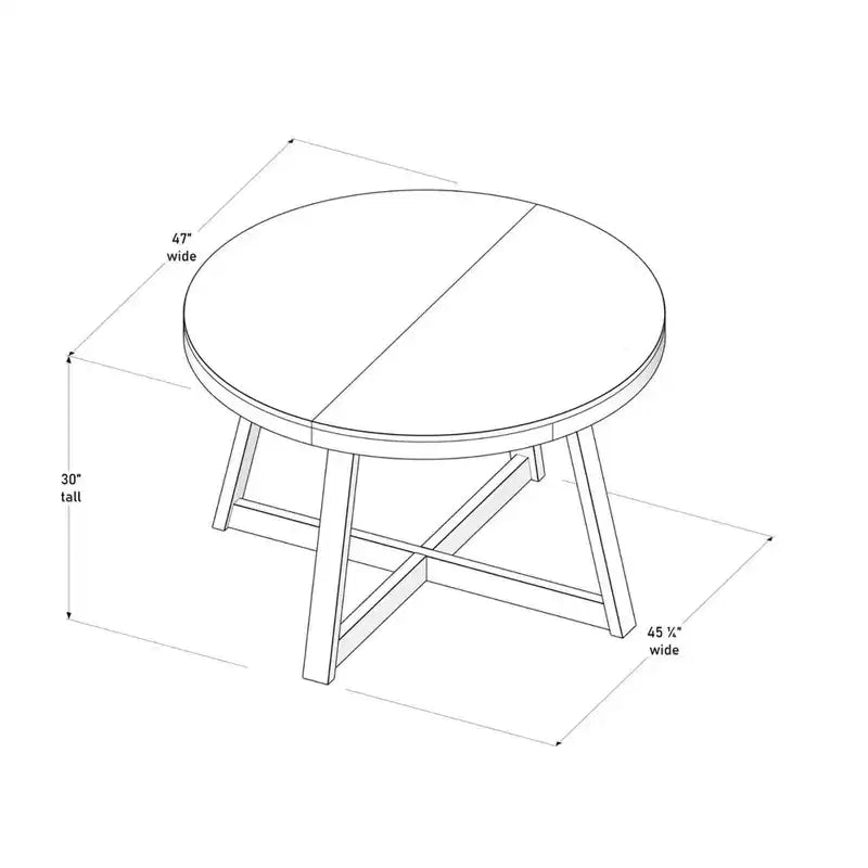 Tavolo da pranzo rotondo Plank+Beam, Tavolo da cucina in legno massello da 120 cm, Tavolo da fattoria per 4 persone