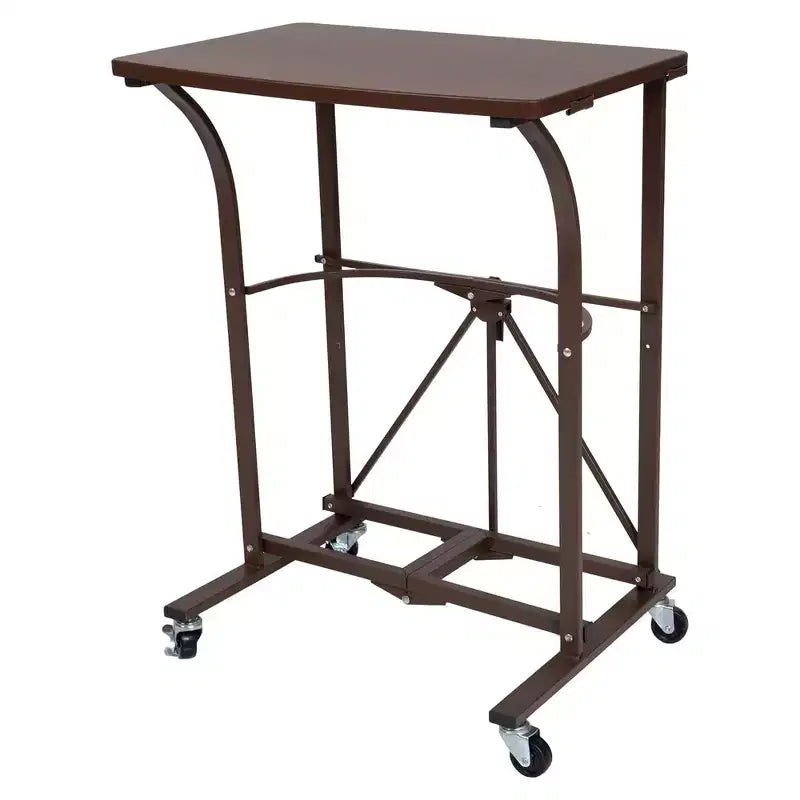 Origami Foldable Design Small Computer Desk for Office, Work, Students, and Gaming with Caster Wheels and Locking Mechanism, Vintage Bronze
