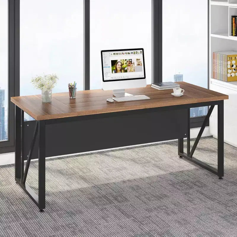 Lantine Scrivania per Computer Semplice da 55 Pollici, Tavolo da Scrittura per Ufficio Domestico per Postazione di Lavoro