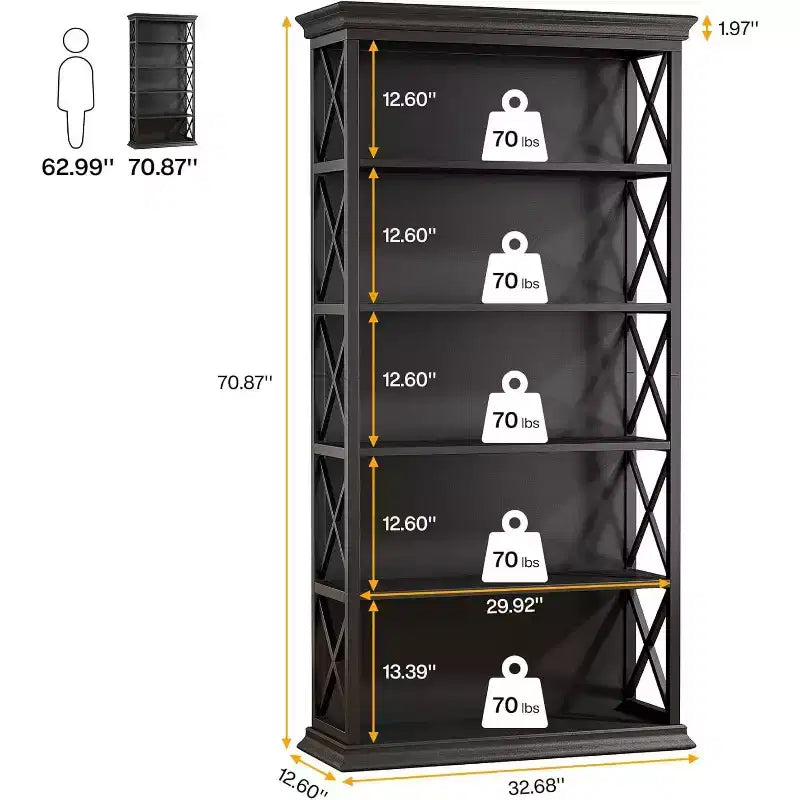 Tribesigns Scaffale a 6 Livelli da 180 cm, Libreria Verticale a Colonna