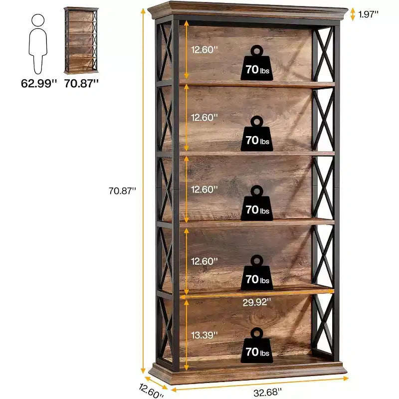 Tribesigns Scaffale a 6 Livelli da 180 cm, Libreria Verticale a Colonna