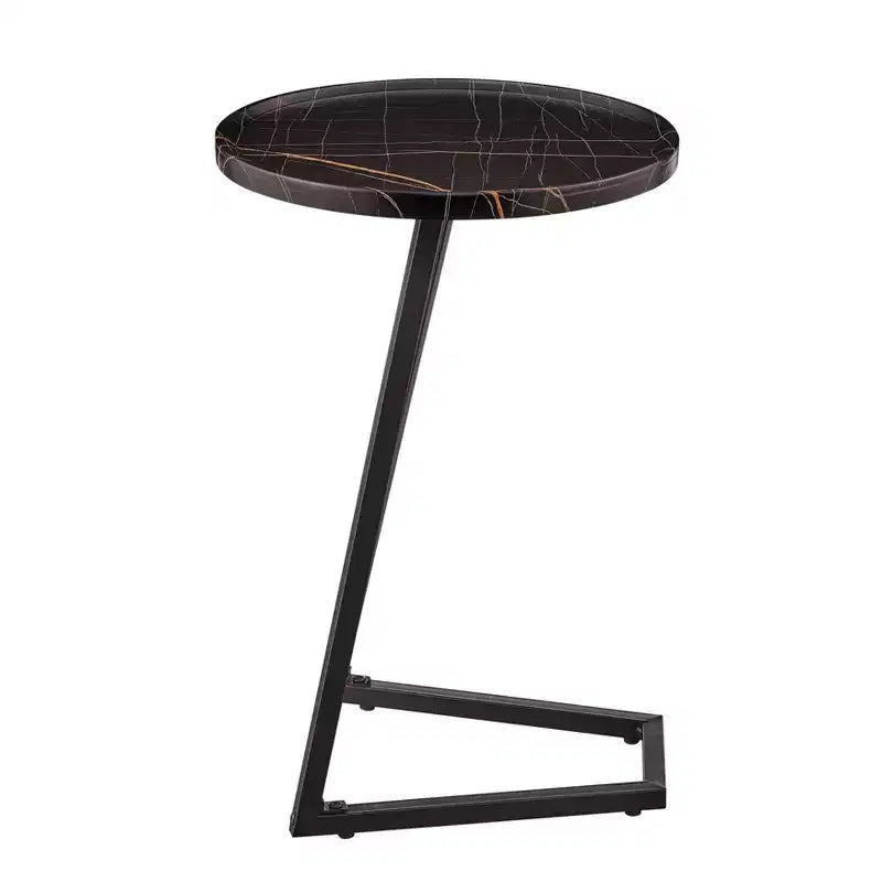 Danya B. 23.3x15.75 Tavolino d'appoggio rotondo Addison con gamba a piedistallo moderna in metallo