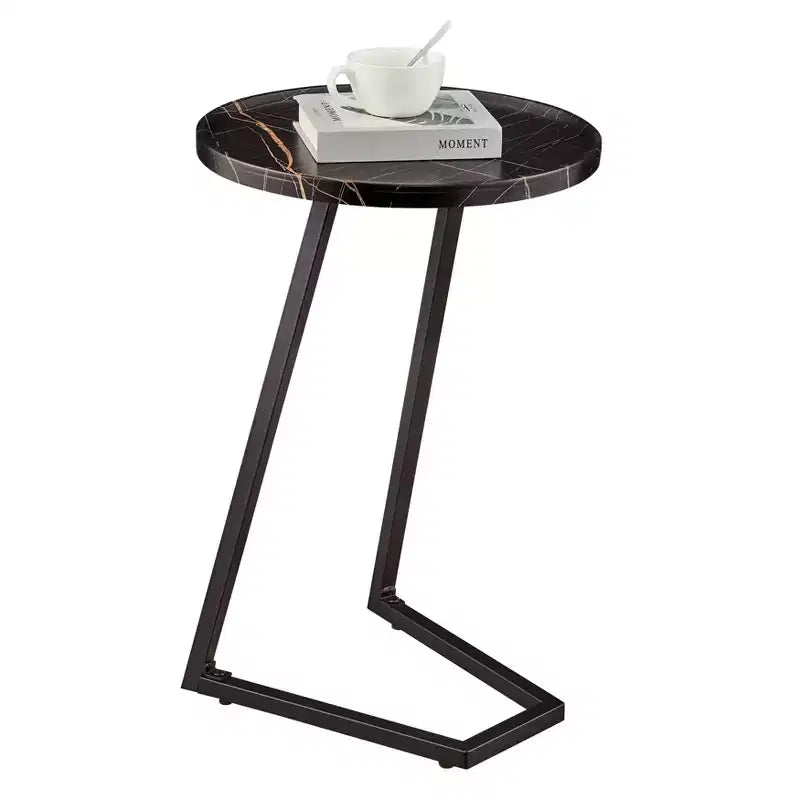 Danya B. 23.3x15.75 Tavolino d'appoggio rotondo Addison con gamba a piedistallo moderna in metallo