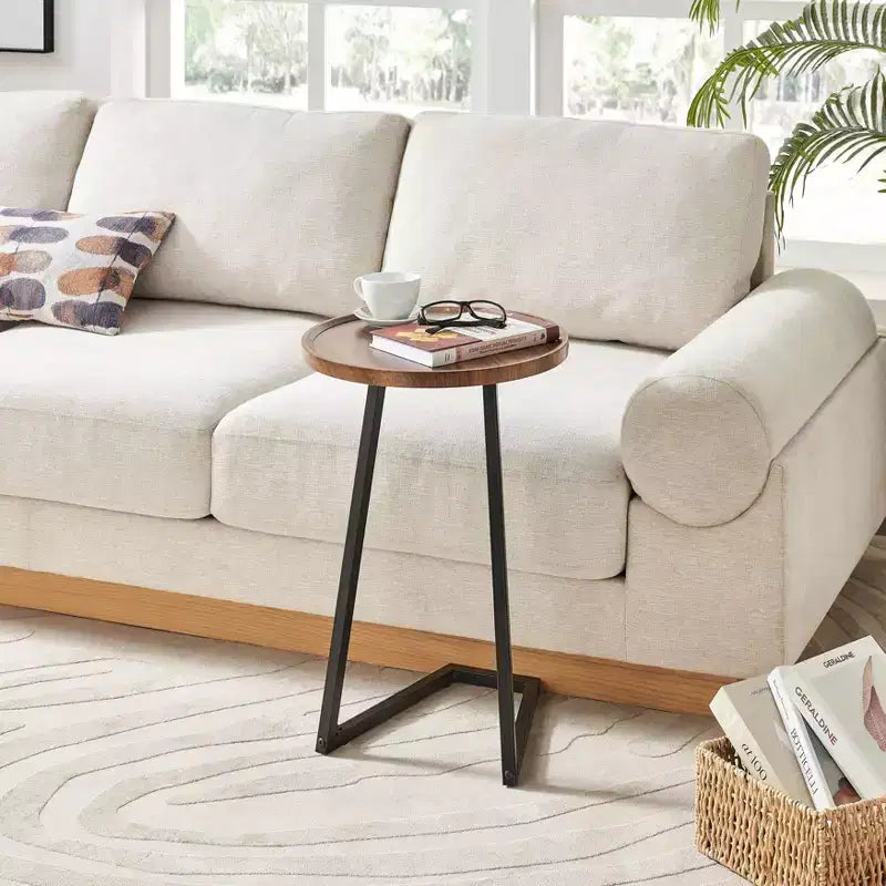 Danya B. 23.3x15.75 Tavolino d'appoggio rotondo Addison con gamba a piedistallo moderna in metallo