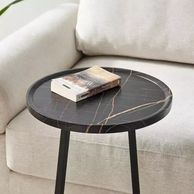 Danya B. 23.3x15.75 Tavolino d'appoggio rotondo Addison con gamba a piedistallo moderna in metallo