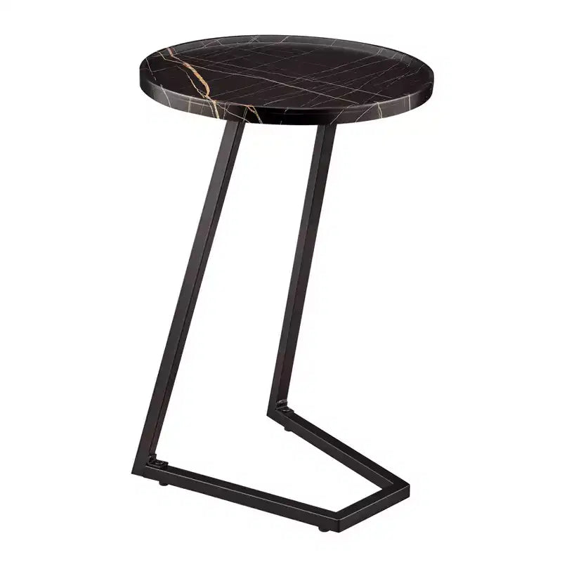 Danya B. 23.3x15.75 Addison Round Couch Side Accent Chair Table with Modern Metal Pedestal Leg