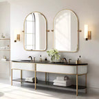 Dovelina Specchio da parete decorativo con struttura in metallo ad arco e perno, con angoli arrotondati, 36x24 (set di 2) - Oro