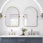 Dovelina Specchio da parete decorativo con struttura in metallo ad arco e perno, con angoli arrotondati, 36x24 (set di 2) - Oro
