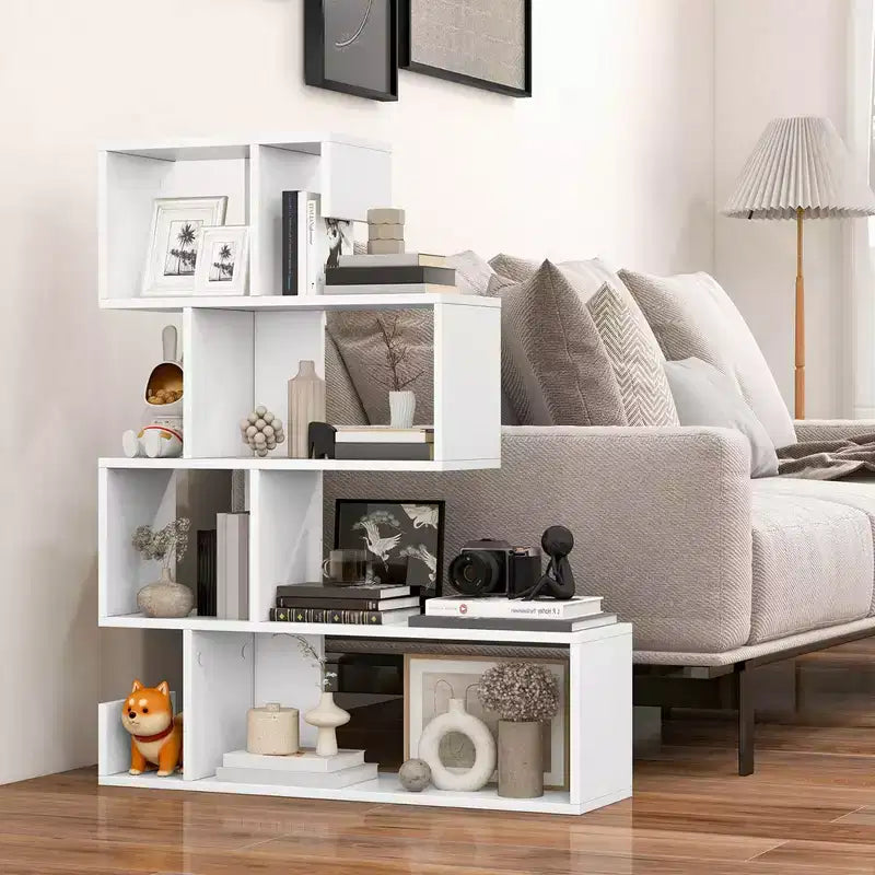 Libreria a S Costway 1/2 PEZZI Scaffale Etagere con Kit Antiribaltamento Bianco