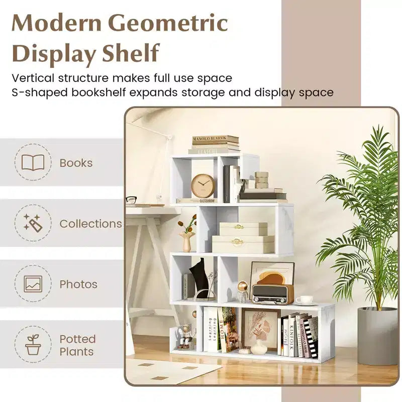 Libreria a S Costway 1/2 PEZZI Scaffale Etagere con Kit Antiribaltamento Bianco