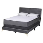 Baxton Studio Abberton Letto a Pannelli Moderno e Contemporaneo in Velluto e Metallo