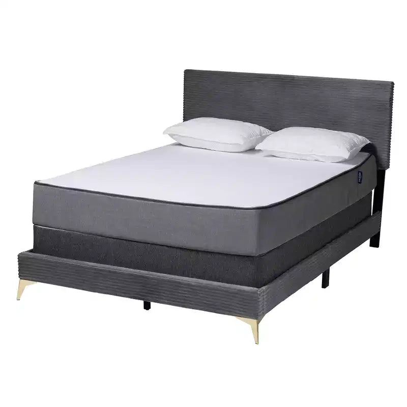 Baxton Studio Abberton Letto a Pannelli Moderno e Contemporaneo in Velluto e Metallo
