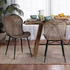 bali & pari Sabelle Japandi Greywashed Rattan and Metal Dining Chair Set