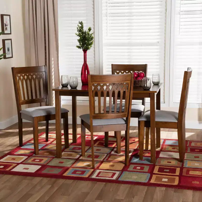 Set da pranzo moderno Genesis Baxton Studio in tessuto e legno