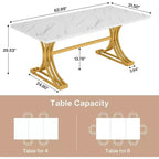 Lantine Tavolo da pranzo rettangolare da 63 pollici per 4-6 persone, tavolo moderno per sala da pranzo, cucina, soggiorno
