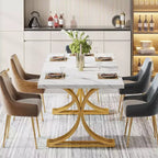 Lantine Tavolo da pranzo rettangolare da 63 pollici per 4-6 persone, tavolo moderno per sala da pranzo, cucina, soggiorno