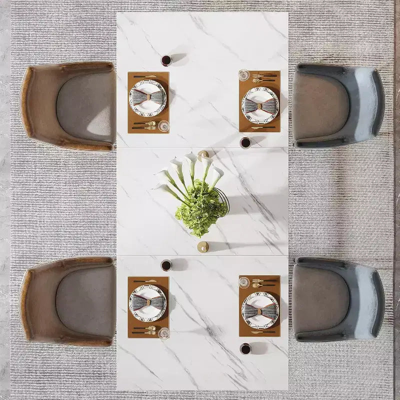 Lantine Tavolo da pranzo rettangolare da 63 pollici per 4-6 persone, tavolo moderno per sala da pranzo, cucina, soggiorno