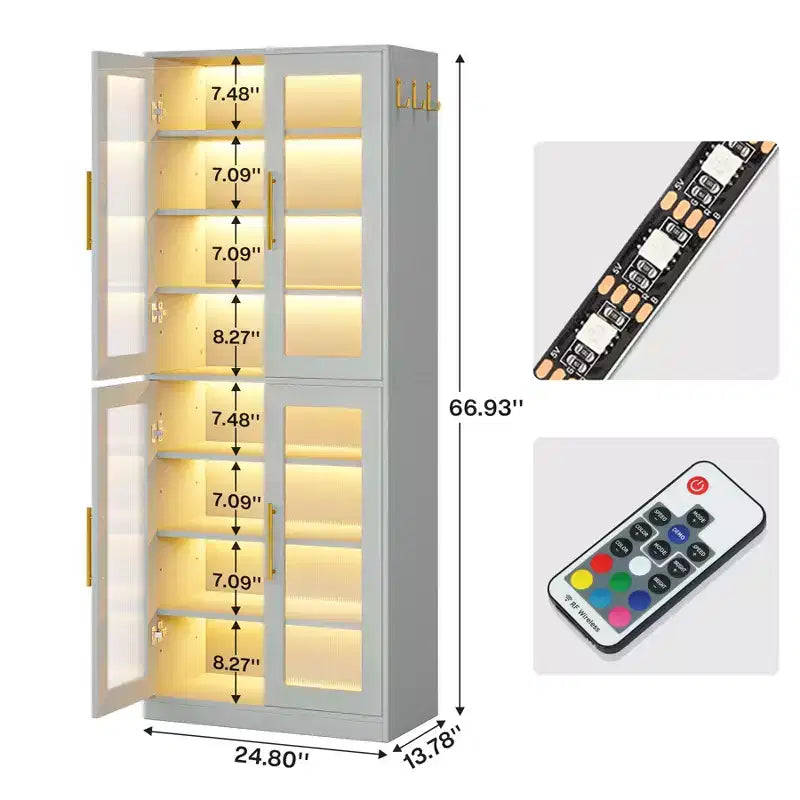 Tribesigns Scarpiera con Luci LED, Scarpiera a 8 Livelli con Ripiano Regolabile