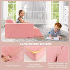 Costway Divano da Gioco Modulare per Bambini 8 Pezzi con Rivestimento Sfoderabile per Sala Giochi e Camera da Letto Interni Rosa/Grigio