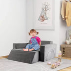 Costway Divano da Gioco Modulare per Bambini 8 Pezzi con Rivestimento Sfoderabile per Sala Giochi e Camera da Letto Interni Rosa/Grigio