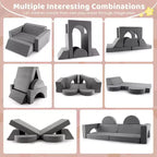Costway Divano da Gioco Modulare per Bambini 8 Pezzi con Rivestimento Sfoderabile per Sala Giochi e Camera da Letto Interni Rosa/Grigio