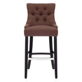 WestinTrends 29 Linen Fabric Tufted Buttons Upholstered Wingback Bar Stool, Brown