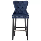WestinTrends Sgabello da Bar Imbottito in Velluto Trapuntato 29 con Poggiapiedi in Metallo, Velluto Blu Navy