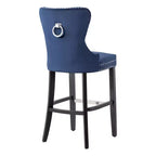 WestinTrends Sgabello da Bar Imbottito in Velluto Trapuntato 29 con Poggiapiedi in Metallo, Velluto Blu Navy