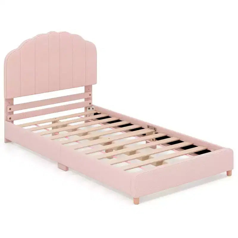 Costway Letto a Piattaforma Singolo per Bambini, Letto Imbottito con Doghe in Legno