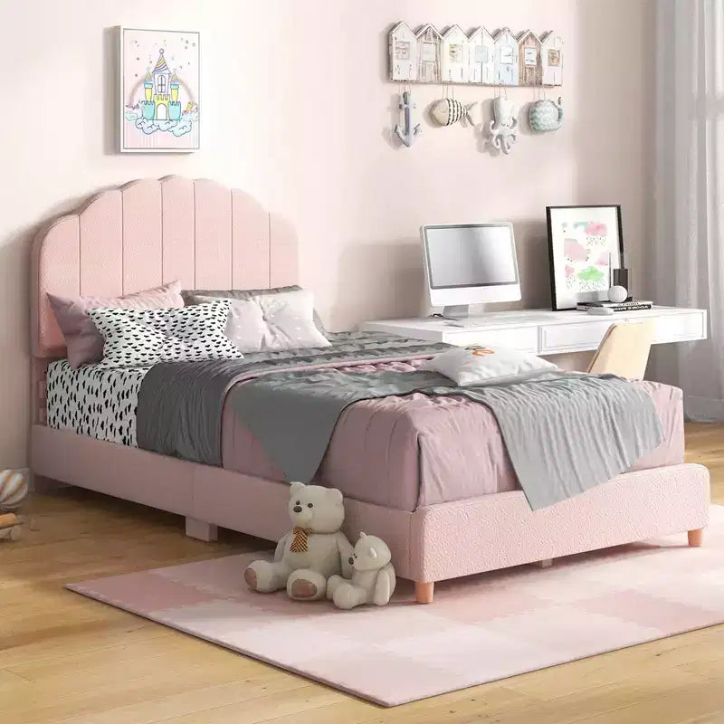 Costway Letto a Piattaforma Singolo per Bambini, Letto Imbottito con Doghe in Legno